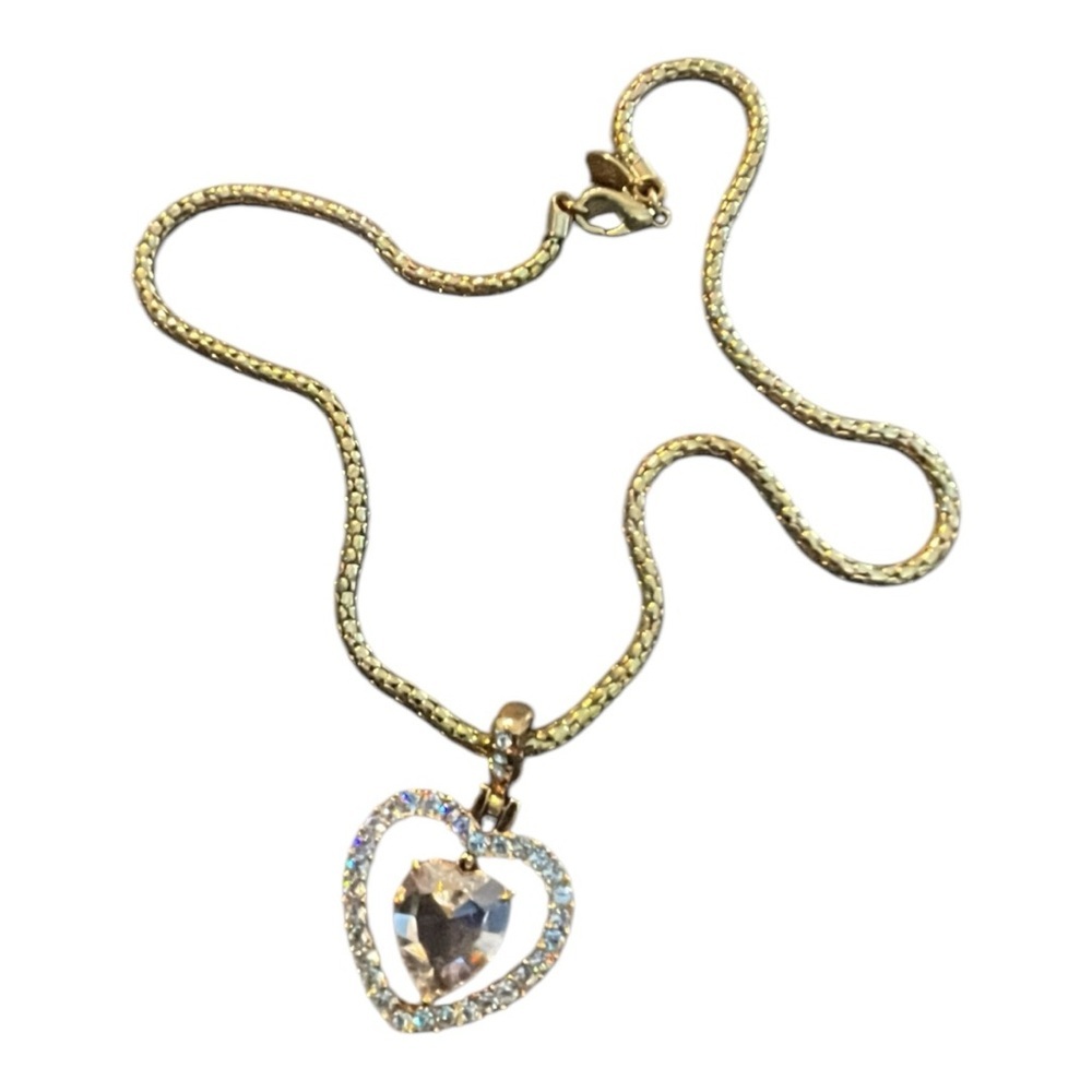 055 vintage Nolan Miller, crystal heart Pendant Necklace - Picture 2 of 6